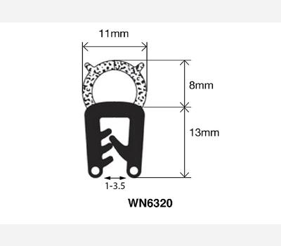 image of Door Seal 6320 Black - 5m Increments 50 Metre rolls