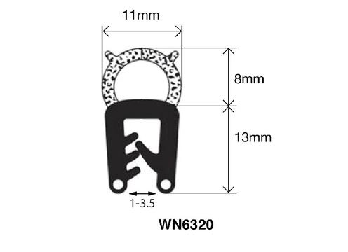 product image for Door Seal 6320 Black - 5m Increments 50 Metre rolls