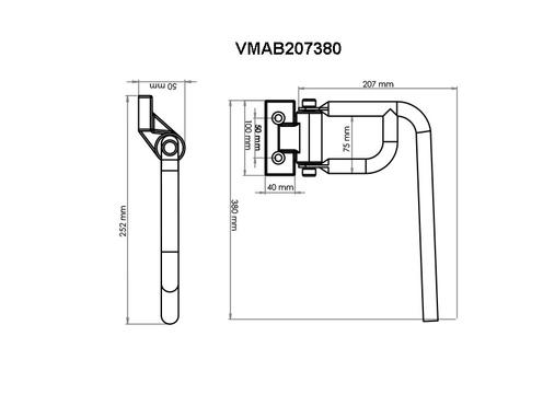 product image for Versus Mirror Arm & Bracket Short 207mm x 380mm x 19mm **Obsolete**