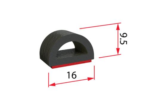 product image for Self Adhesive EPDM Sponge Extrusion Seal 16mm x 9.5mm (33 or 5m)