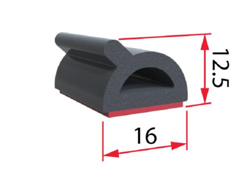 product image for Self Adhesive EPDM Sponge Extrusion Seal 16mm x 12.5mm (33 or 5m)